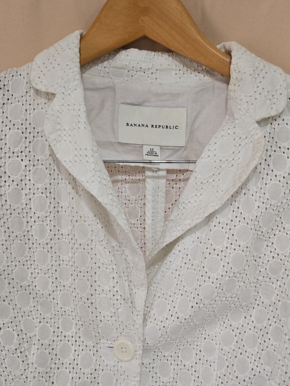 Banana Republic White Eyelet Button-Down Shirt